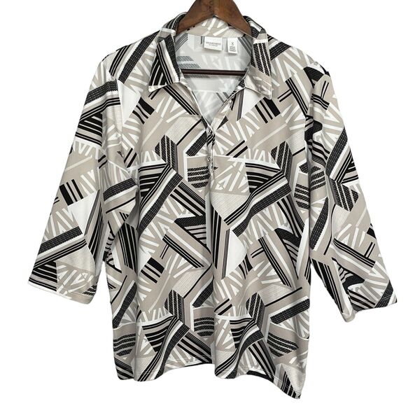 Weekends by Chico's Shirt Top Women Size XL (3)‎ Multicolor Collared Stretch - Picture 1 of 11